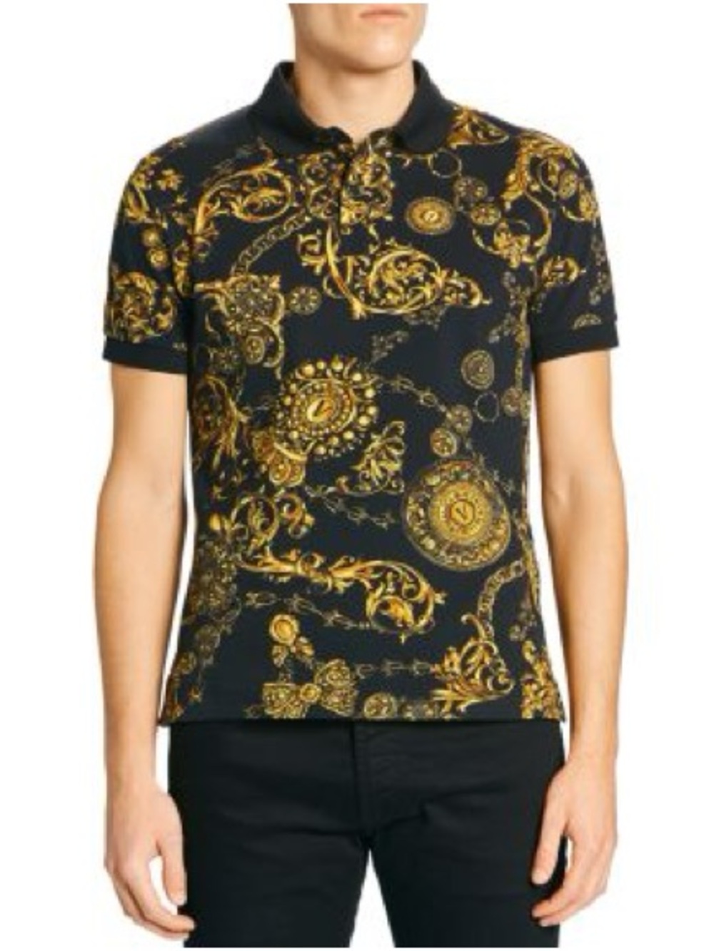 Versace Jeans Couture baroque print polo shirt. Small